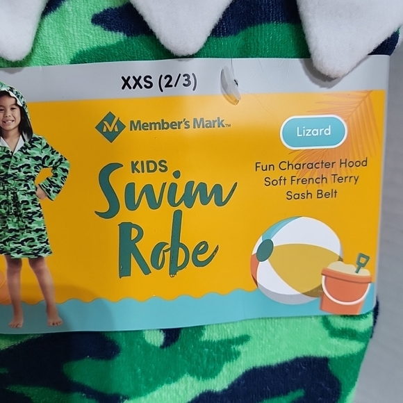 Member's Mark Kids XXS 2/3 Swim Lizard Robe Hooded Towel with Belt NWT Camo - Picture 4 of 7